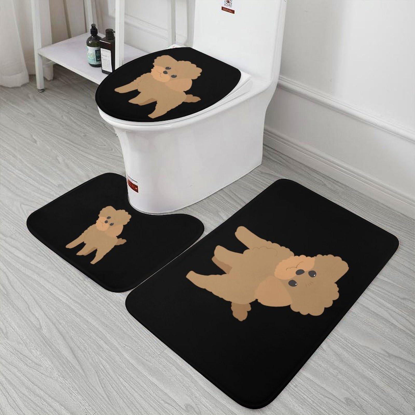 Amazon｜トイレマット 3点セット かわいい トイプードル 犬 萌え 足元